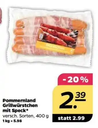 NETTO Pommernland Grillwürstchen mit Speck 400g Angebot