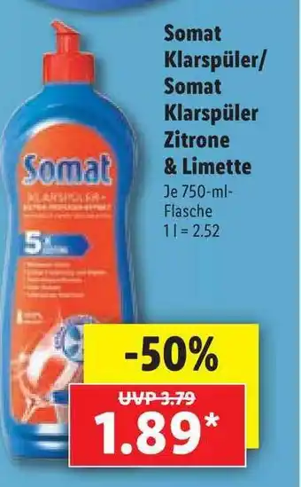 Lidl Somat Klarspüler/Somat Klarspüler Zitrone & Limette Angebot