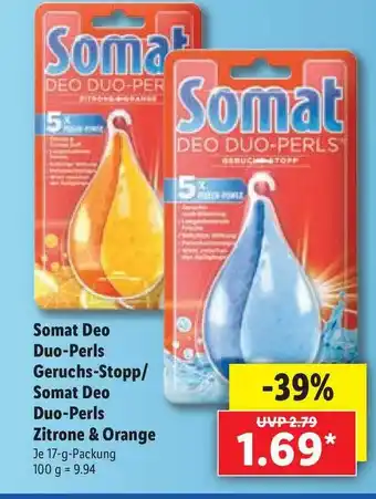 Lidl Somat Deo Duo-Perls Geruchs-Stopp/Somat Deo duo Perls Zitrone & Orange Angebot