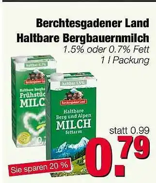 Edeka Scherer Berchtesgadener Land Haltbare Bergbauernmilch 1L Angebot