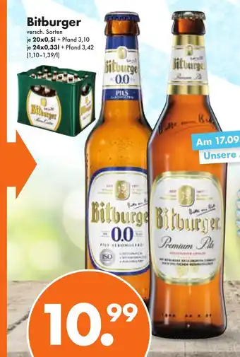 Trink und Spare Bitburger 20*500ml/24*330ml Angebot