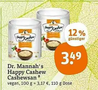 tegut Dr Mannah's Happy Cashew Cashewsan 110g Angebot