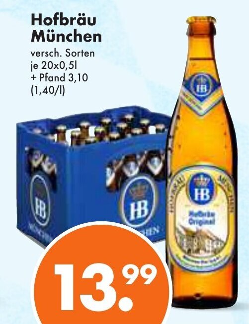 Hofbrau Munchen 20*500ml Angebot bei Trink und Spare