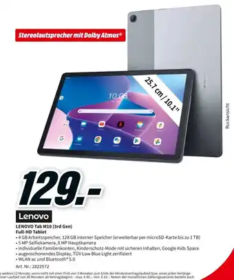 MediaMarkt Lenovo Tablet Tab M10 Gen.3 Angebot