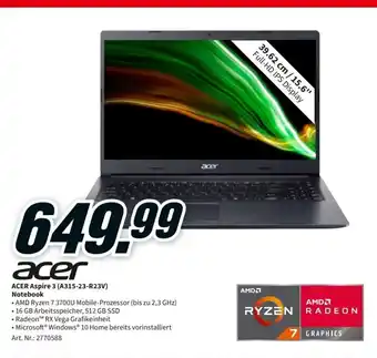 MediaMarkt Acer Notebook Aspire 3 | A315-23-R23V Angebot