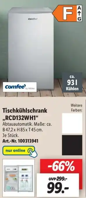 Lidl comfee Tischkühlschrank ,,RCD132WH1" Angebot