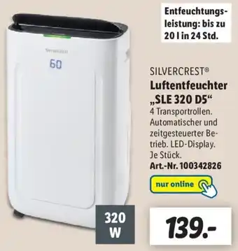 Lidl Silvercrest Luftentfeuchter ,,SLE 320 D5" Angebot