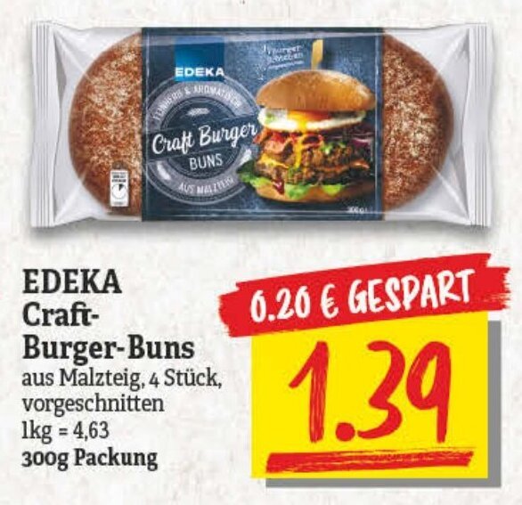 Edeka Craft Burger Buns 300g Packung Angebot bei NP Discount