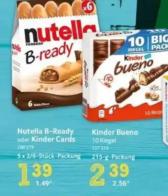 Selgros Nutella b-ready oder kinder cards, kinder bueno Angebot