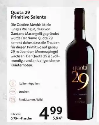Selgros Quota 29 primitivo salento Angebot