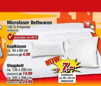 Poco Microfaser bettwaren, kopfkissen, steppbett Angebot