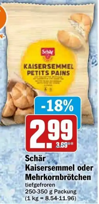 dodenhof Schär Kaisersemmel oder Mehrkornbrötchen 250-350 g Packung Angebot