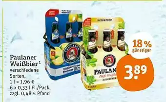 tegut Paulaner Weißbier 6x0,33L Angebot