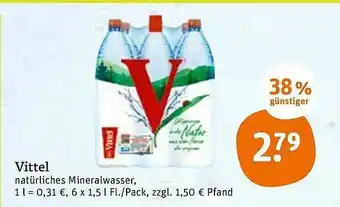 tegut Vittel Natürliches Mineralwasser 6x1,5L Angebot