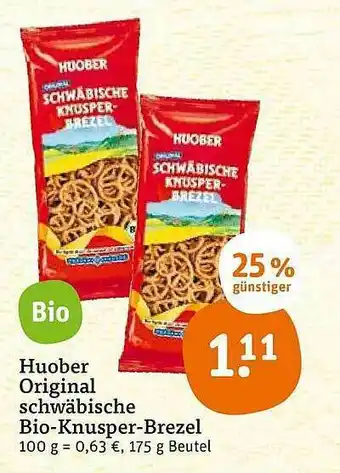 tegut Huober Original Schwäbische Bio-knusper-brezel 175g Beutel Angebot