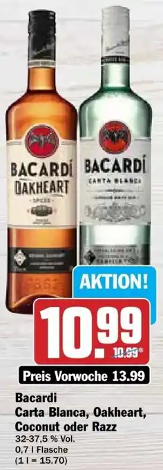 dodenhof Bacardi Carta Blanca, Oakheart, Coconut oder Razz 0,7 L Flasche Angebot