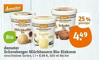 tegut Demeter Schrozberger Milchbauern Bio-eiskrem 500ml Becher Angebot