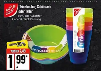 Edeka Gut & günstig trinkbecher, schüsseln oder teller Angebot