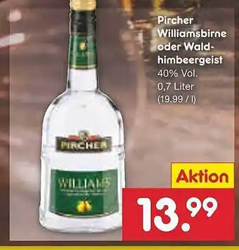 Netto Marken-Discount Pircher williamsbirne oder waldhimbeergeist Angebot