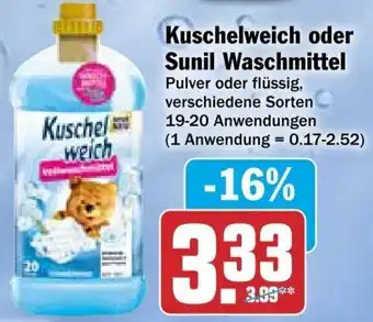 dodenhof Kuschelweich oder Sunil Waschmittel 19-20 Anwendungen Angebot