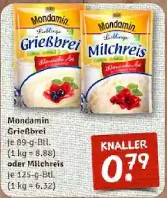 nahkauf Mondamin Grießbrei 89 g oder Milchreis 125 g Btl. Angebot