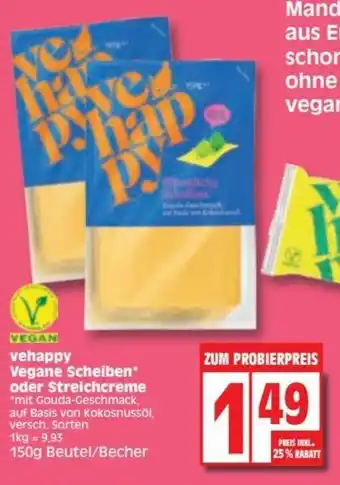 Elli Markt vehappy Vegane Scheiben oder Streichcreme 150 g Beutel/Becher Angebot