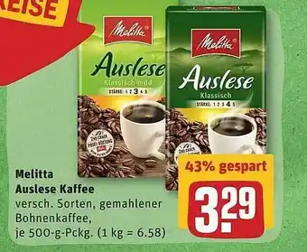 REWE Melitta Auslese Kaffee 500g Angebot