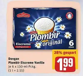 REWE Dovgan Plombir Eiscreme Vanille 6x130ml Angebot