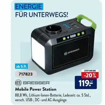 Aldi Süd Bresser mobile power station Angebot