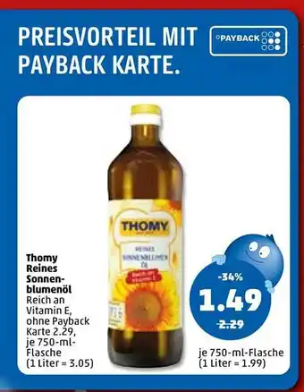 PENNY Thomy Reines Sonnenblumenöl 750ml Angebot