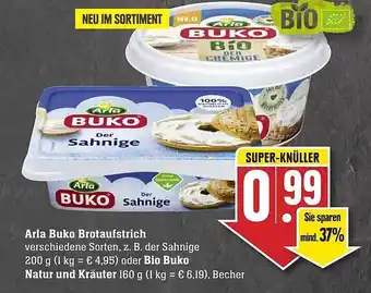 Edeka Arla buko brotaufstrich oder bio buko natur und kräuter Angebot