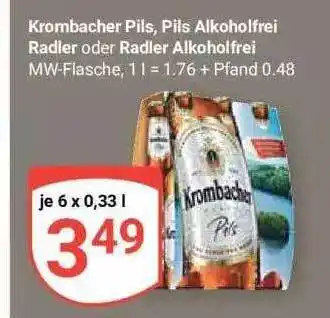 Globus Krombacher pils, pils alkoholfrei radler oder radler alkoholfrei Angebot