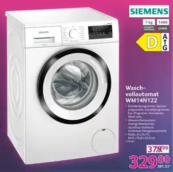 Selgros Siemens Waschvollautomat WM14N122 Angebot