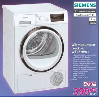 Selgros Siemens Wärmepumpentrockner WT45HVA1 Angebot