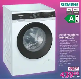 Selgros Siemens Waschmaschine WG44G2020 Angebot