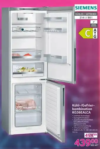 Selgros Siemens Kühl/Gefrierkombination KG36EALCA Angebot