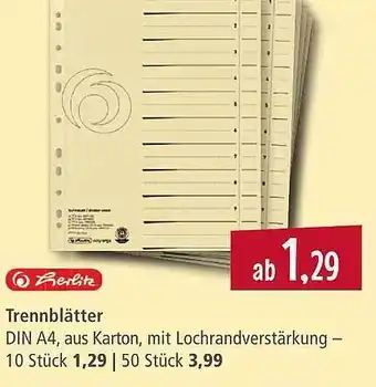 Pfennigpfeiffer Trennblätter herlitz Angebot