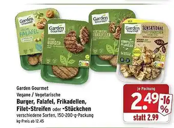 Wasgau Garden gourmet vegane - vegetarische burger, falafel, frikadellen, filet-streifen oder -stückchen Angebot