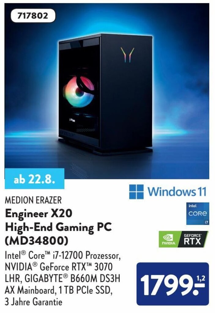Medion Erazer Engineer X20 High End Gaming PC (MD34800) Angebot bei