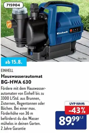 Aldi Nord Einhell Hauswasserautomat BG-HWA 630 Angebot