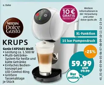 PENNY Krups Genio S Kp2401 Weiß Angebot