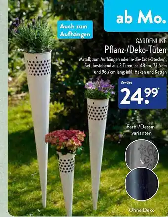 Aldi Nord Gardenline pflanz- deko-tüten Angebot