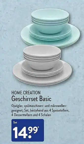 Aldi Nord Home creation geschirrset basic Angebot