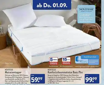 Aldi Nord Novitesse matratzentopper oder komfortschaummatratze basic plus Angebot