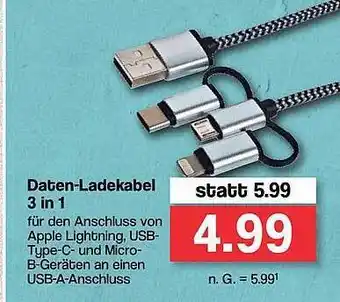 Famila Nord West Daten-ladekabel 3in1 Angebot