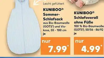 Kaufland Kuniboo sommer-schlafsack oder schlafoverall ohne füße Angebot