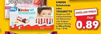 Kaufland Kinder schokolade oder yogurette Angebot