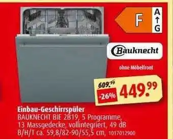 ROLLER Einbau-geschirrspüler bauknecht Angebot