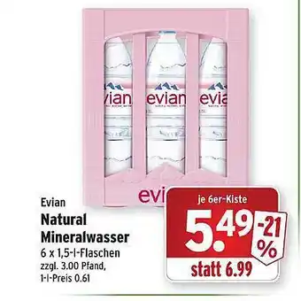 Wasgau Evian natural mineralwasser Angebot