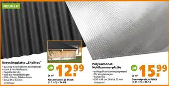 Globus Baumarkt Recyclingplatte „shelltec“ oder polycarbonat-hohlkammerplatte Angebot